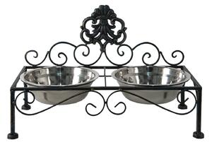 Černé antik kovové misky pro psa Potier ornament - 39*19*25 cm - Clayre & Eef