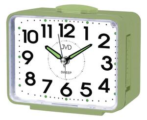JVD Zelený tichý ručkový budík s LED osvětlením s plynulým chodem JVD SRP1101.2