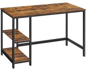 Psací / Kancelářský stůl VASAGLE LWD47X se 2 policemi - rustikálně hnědý | 120x60x76 cm