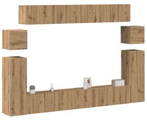 Sada 8 kusů nástěnné TV skříňka dub artisan kompozitní dřevo 3329148