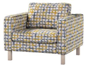 Potah na křeslo IKEA Karlstad, krátký barva modrá látka pletený vzor, vzorované