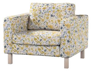 Potah na křeslo IKEA Karlstad, krátký barva žlutá látka pletený vzor, vzorované