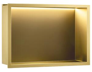 VESTAVNÁ KOUPELNOVÁ POLICE LED 30x45 brush gold