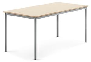 AJ Produkty Stůl SONITUS, 1600x800x720 mm, stříbrné nohy, akustická HPL deska, bříza