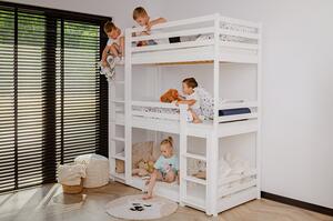 Třípatrová postel pro děti Ted 80 x 200 cm - bílá