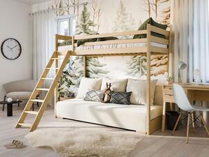 Dřevěná vyvýšená postel s pohovkou Sofino 2 - 90x200 cm - přírodní