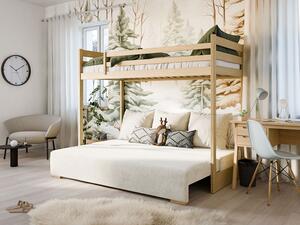 Dřevěná vyvýšená postel s pohovkou Sofino 2 - 90x200 cm - přírodní
