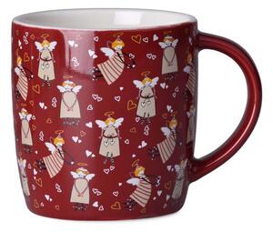 Hrnek keramika 380ml HOLIDAY SPIRIT v krabičce, červená, krémová