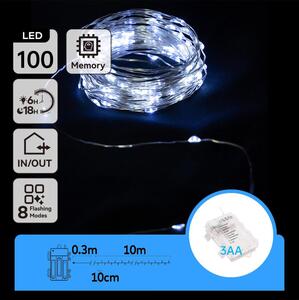 Aigostar - LED Venkovní řetěz 100xLED/8 funkcí 10,3m IP44 studená bílá