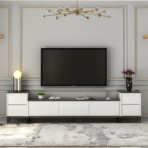 Hanah Home Obývací stěna Imaj - White, Marble, Bílá, Černá, Zlatá