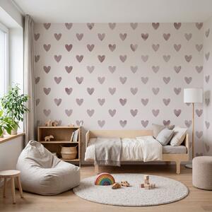 Fototapeta Vzor srdíček na bílém pozadí, Geometrické fototapety, Populární fototapety - Tapeko.co.cz
