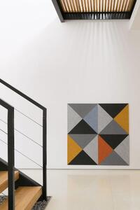 Dekorativní filcové panely FLATLINE FL SET7, rozměr 114 x 114 cm, trojúhelníky šedo-oranžové, IMPOLTRADE