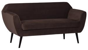 WOOOD Tmavě hnědá sametová dvoumístná pohovka Rocco 150 cm