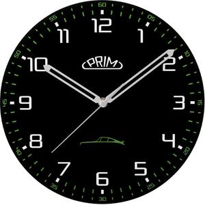 PRIM Černé nástěnné hodiny Prim Speedline - černo-zelené E09.5530.9040