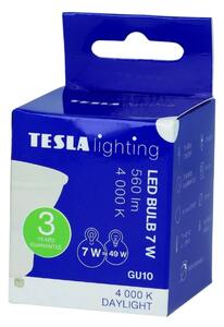 TESLA lighting Tesla - LED žárovka GU10, 7W, 230V, 600lm, 25 000h, 4000K denní bílá, 100°