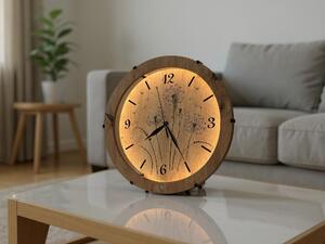 "Pampeliška" světelné hodiny 230V/12V/dub světlý velikost svítidla/hodin: 31 cm