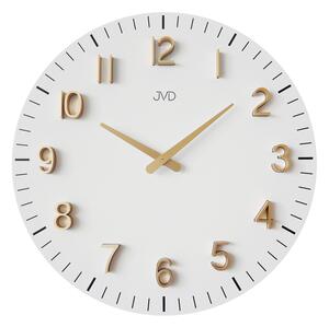 JVD Designové minimalistické bílé hodiny JVD HC404.1 (hodiny o průměru 400mm)