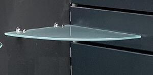 Rohová polička do koupelny ze satinovaného skla všetně úchytů - 25 x 25 cm