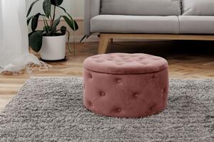 Ak furniture Taburet ILIA samet růžový