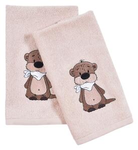 Krásný dětský ručník v béžové barvě s výšivkou zvířátka. Rozměr ručníku je 30x50 cm