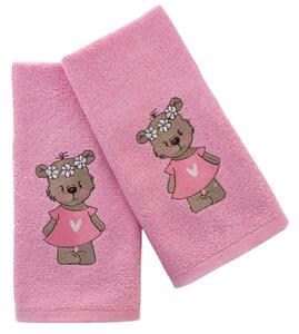 Krásný dětský ručník v růžové barvě s výšivkou zvířátka. Rozměr ručníku je 30x50 cm