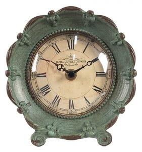 Zelené stolní hodiny ve tvaru květu Ville de Paris - 15*7*16 cm / 1*AA - Clayre & Eef