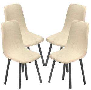 Sada čtyř potahů na jídelní židle, béžová barva, styl mid-century modern, elastický materiál (jacquard)