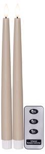 LED svíčka Flamme Slim Beige – set 2 ks + dálkový ovladač