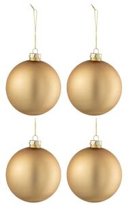Set čtyř zlatých skleněných vánočních ozdob J-Line Flu 10 cm