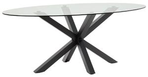 Skleněný jídelní stůl Kave Home Argo II. 200 x 100 cm s černou kovovou podnoží