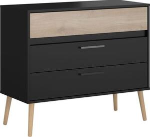 PARISOT AALBORG Komoda se 3 zásuvkami, erný dub, moderní skandinávský styl, 90,8 x 39,9 x 77,5 cm