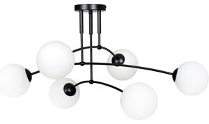 Lustr na tyči PREGOS 6xE14/10W/230V černá/bílá