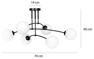 Lustr na tyči PREGOS 6xE14/10W/230V černá/bílá