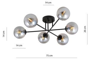 Přisazený lustr ROMA 6xE14/10W/230V černá/kouřová