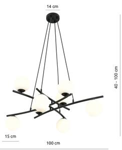 Lustr na lanku ESSA 8xE14/10W/230V černá/bílá