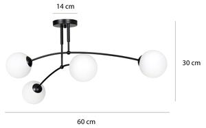 Lustr na tyči PREGOS 4xE14/10W/230V černá