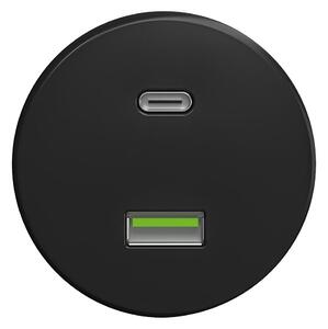 Kliklap - Retro USB zásuvka A+C bez rámečku černá