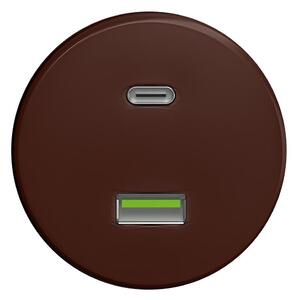 Kliklap - Retro USB zásuvka A+C bez rámečku hnědá