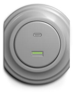 Reblig - Retro USB zásuvka A+C bez rámečku šedá