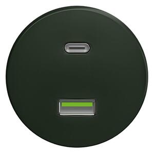 Kliklap - Retro USB zásuvka A+C bez rámečku zelená