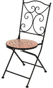 Kovové židle s mozaikou a dekorační opěrkou