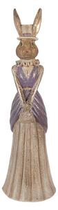Noblesní vintage králičí dáma v šatech se zlatou patinou - 15*13*48 cm - Clayre & Eef