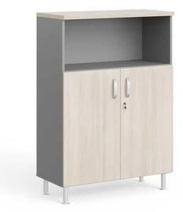 Střední skříň Manager LUX 90 x 43 x 129,2 cm, akát světlý / šedá