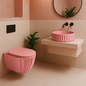 Sada: Závěsná WC mísa + Umyvadlo na desku Rea Light Pink Matt