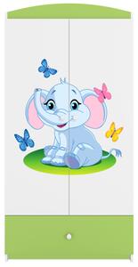 Kocot kids Dětská skříň Babydreams 90 cm slon s motýlky zelená