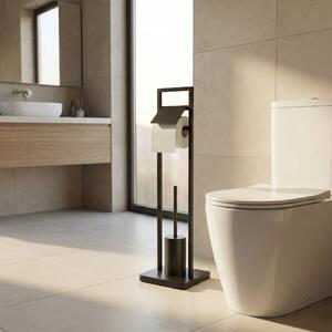 WC štětka s držákem na toaletní papír ARLE, 77 cm – černá