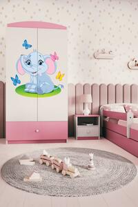 Kocot kids Dětská skříň Babydreams 90 cm slon s motýlky růžová