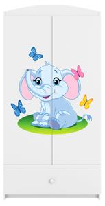 Kocot kids Dětská skříň Babydreams 90 cm slon s motýlky bílá