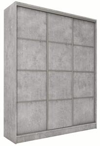 Šatní skříň LITOLARIS 150 bez zrcadla, se 4 šuplíky a 2 šatními tyčemi, beton