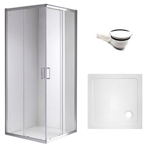 BPS-koupelny Čtvercový sprchový kout KZ93A 80x80 chrom/transparent + vanička ST02A WH bílá